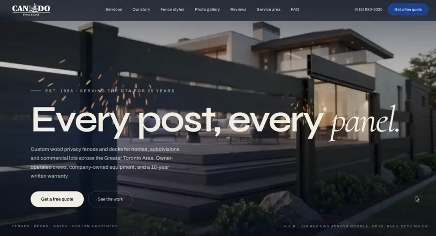 Fencing & outdoor living website design